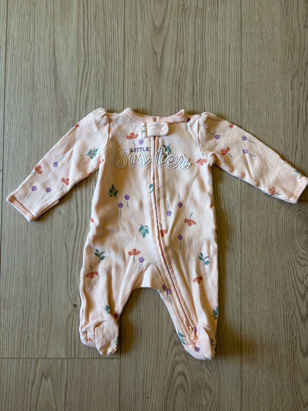 Carter’s Little Sister Pink Floral Footed One-Piece Sleeper